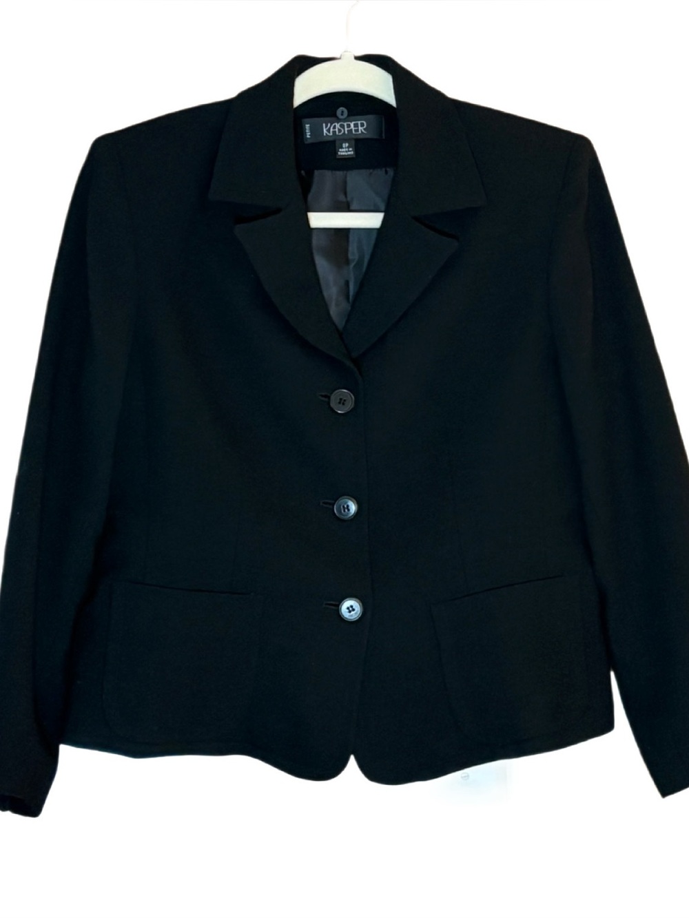 Kasper Vintage 100% Wool Blazer Black Career Jacket Size 8P - Picture 3 of 7